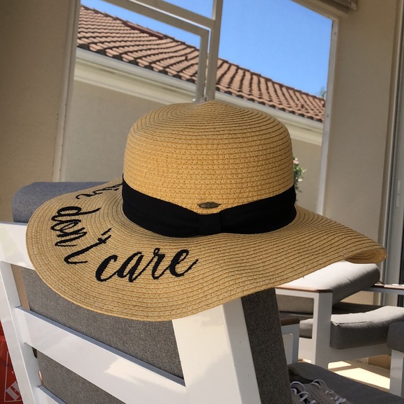 NWOT! - C.C ‘Beach Hair Don’t Care’ 100% Paper Wide Brim Sun Hat - Picture 2 of 7